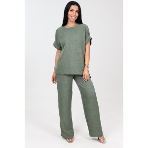 Костюм двойка женский "Шик" КЛ-2572 трикотаж (р-ры: 48-58) фисташка