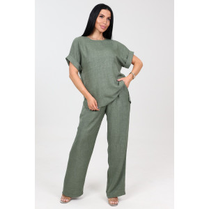 Костюм двойка женский "Шик" КЛ-2572 трикотаж (р-ры: 48-58) фисташка