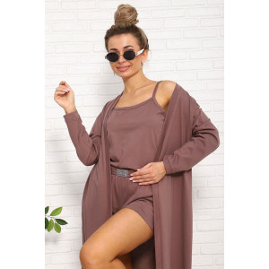Костюм тройка женский №1055 кулирка (р-ры: 46-54) капучино