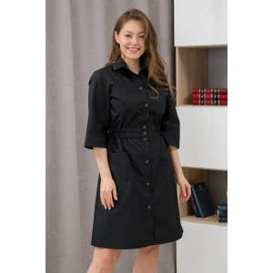 Халат медицинский женский М-075-124 тиси (р-ры: 42-54) черный-2