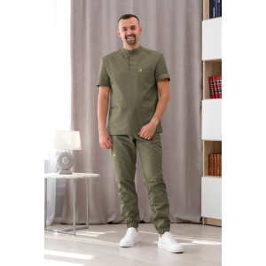 Костюм медицинский хирургический мужской М-149-0316 тиси (р-ры: 46-56) сер.зелён.