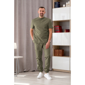 Костюм медицинский хирургический мужской М-149-0316 тиси (р-ры: 46-56) сер.зелён.