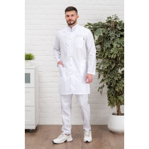Халат медицинский мужской М-048 тиси (р-ры: 38-60) белый