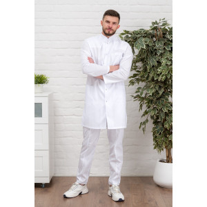 Халат медицинский мужской М-048 тиси (р-ры: 38-60) белый