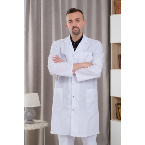 Халат медицинский мужской М-015 тиси (р-ры: 40-66) белый