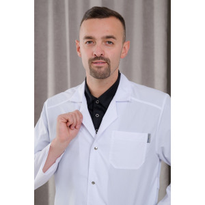Халат медицинский мужской М-015 тиси (р-ры: 40-66) белый