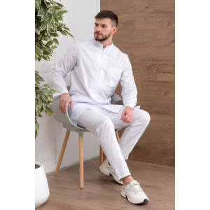 Халат медицинский мужской М-072 тиси (р-ры: 46-60) белый