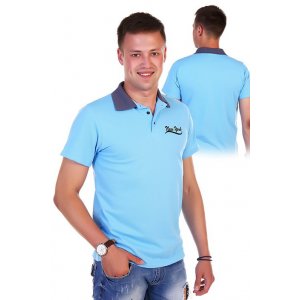 Мужская футболка Поло 302 короткий рукав (р-ры:44-60) голубой