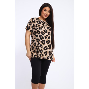 Костюм двойка женский КБЖЖ0050Д1 вискоза-кулирка (р-ры: XXL-7XL) песочный