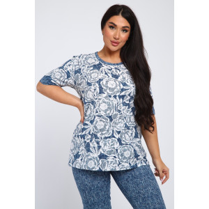 Костюм двойка женский КБЖЖ 0050А кулирка (р-ры: XXL-9XL) белый-голубой