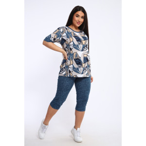 Костюм двойка женский КБЖЖ 0050А кулирка (р-ры: XXL-9XL) желтый-т.синий