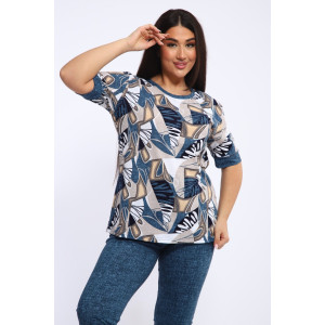 Костюм двойка женский КБЖЖ 0050А кулирка (р-ры: XXL-9XL) желтый-т.синий