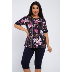 Костюм двойка женский КБЖЖ 0050А кулирка (р-ры: XXL-9XL) синий-фиолетовый