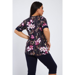 Костюм двойка женский КБЖЖ 0050А кулирка (р-ры: XXL-9XL) синий-фиолетовый