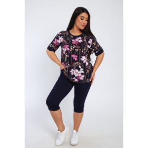 Костюм двойка женский КБЖЖ 0050А кулирка (р-ры: XXL-9XL) синий-фиолетовый