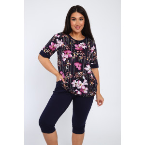 Костюм двойка женский КБЖЖ 0050А кулирка (р-ры: XXL-9XL) синий-фиолетовый
