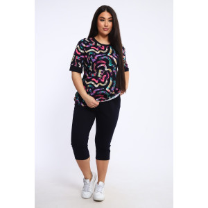 Костюм двойка женский КБЖЖ 0050А кулирка (р-ры: XXL-9XL) синий-беж
