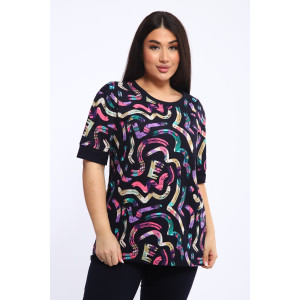 Костюм двойка женский КБЖЖ 0050А кулирка (р-ры: XXL-9XL) синий-беж