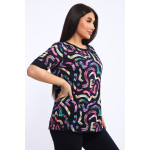 Костюм двойка женский КБЖЖ 0050А кулирка (р-ры: XXL-9XL) синий-беж