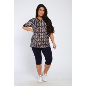 Костюм двойка женский КБЖЖ 0050А кулирка (р-ры: XXL-9XL) синий-капучино