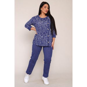 Костюм двойка женский КБЖ0053Г кулирка (р-ры: XL-8XL) синий