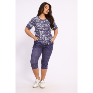 Костюм двойка женский КБЖЖ0053В кулирка (р-ры: XL-8XL) джинс