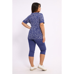 Костюм двойка женский КБЖЖ0053В кулирка (р-ры: XL-8XL) синий