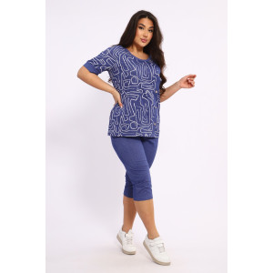 Костюм двойка женский КБЖЖ0053В кулирка (р-ры: XL-8XL) синий