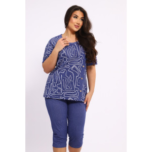 Костюм двойка женский КБЖЖ0053В кулирка (р-ры: XL-8XL) синий