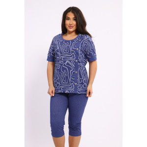 Костюм двойка женский КБЖЖ0053В кулирка (р-ры: XL-8XL) синий