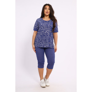 Костюм двойка женский КБЖЖ0053В кулирка (р-ры: XL-8XL) синий