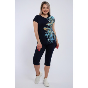 Костюм двойка женский 499 "Жар Птица" кулирка (р-ры: 46-60) т.синий