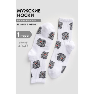 Носки мужские "Драматик кот" - упаковка 1 пара белый