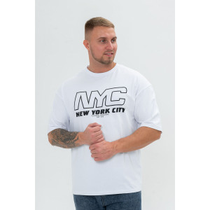 Футболка мужская №8507/1 кулирка с лайкрой пенье (р-ры: 44-66) белый-NYC