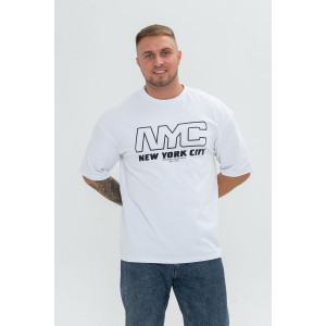 Футболка мужская №8507/1 кулирка с лайкрой пенье (р-ры: 44-66) белый-NYC