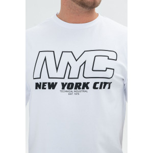 Футболка мужская №8507/1 кулирка с лайкрой пенье (р-ры: 44-66) белый-NYC