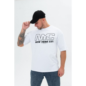 Футболка мужская №8507/1 кулирка с лайкрой пенье (р-ры: 44-66) белый-NYC