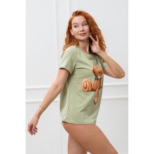 Футболка женская №8380 кулирка (р-ры: 42-54) хаки