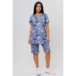 Костюм двойка женский №2184 кулирка (р-ры: 48-58) индиго Костюм двойка женский №2184 кулирка (р-ры: 48-58) индиго
