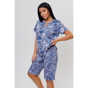 Костюм двойка женский №2184 кулирка (р-ры: 48-58) индиго