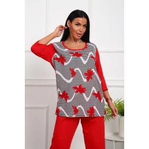 Костюм двойка женский №1060 кулирка (р-ры: 48-58) красный Костюм двойка женский №1060 кулирка (р-ры: 48-58) красный