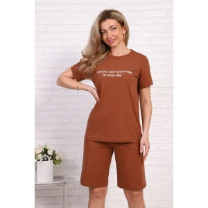 Костюм двойка женский №1015 кулирка (р-ры: 46-54) коричневый Костюм двойка женский №1015 кулирка (р-ры: 46-54) коричневый