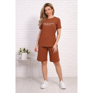 Костюм двойка женский №1015 кулирка (р-ры: 46-54) коричневый
