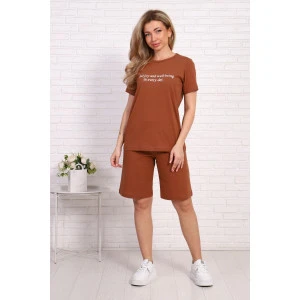 Костюм двойка женский №1015 кулирка (р-ры: 46-54) коричневый Костюм двойка женский №1015 кулирка (р-ры: 46-54) коричневый
