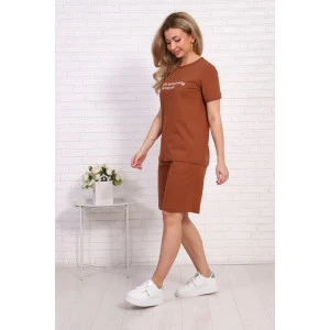 Костюм двойка женский №1015 кулирка (р-ры: 46-54) коричневый Костюм двойка женский №1015 кулирка (р-ры: 46-54) коричневый