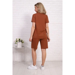 Костюм двойка женский №1015 кулирка (р-ры: 46-54) коричневый Костюм двойка женский №1015 кулирка (р-ры: 46-54) коричневый