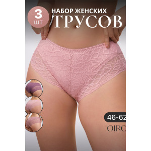 Трусы женские 803 OIRO хлопок стрейч (р-ры: 46-62) кофе, фиолетовый, розовый - упаковка 3 шт. 