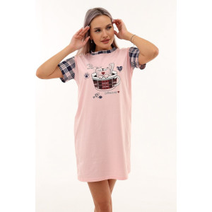Сорочка женская №21584 кулирка (р-ры: 42-52) розовый
