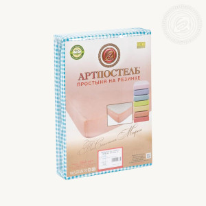 Простыня трикотажная на резинке "Клетка" голубой (последний размер) 60х120х10