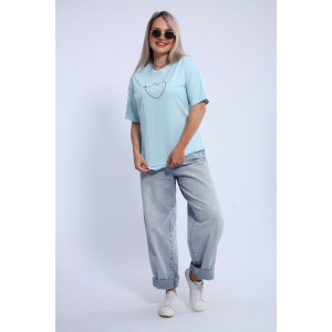 Футболка женская ФЖ0062А кулирка (р-ры: L-7XL) голубой